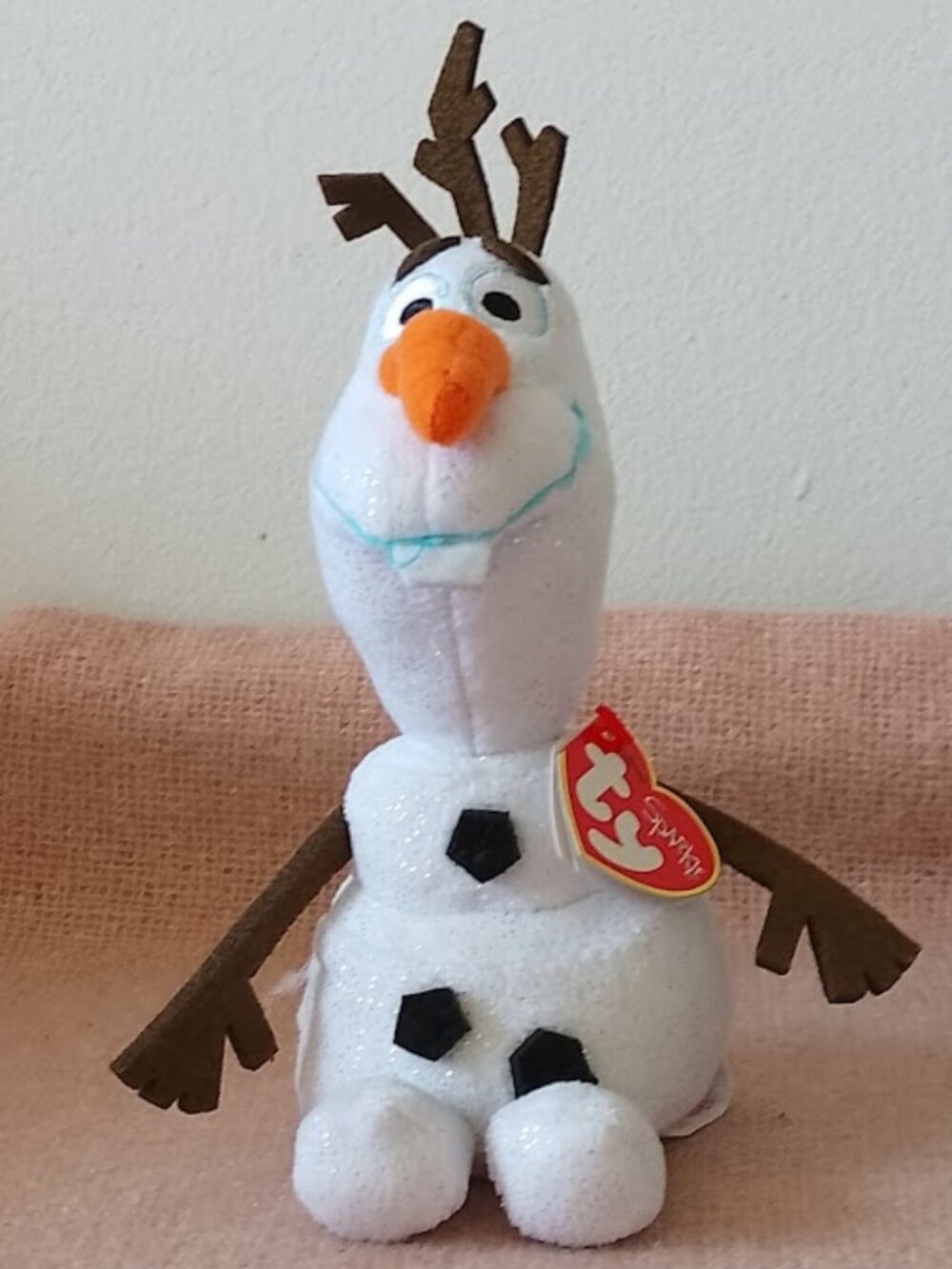 TY Sparkle Disney Olaf Beanie Baby Plush Figure NWT